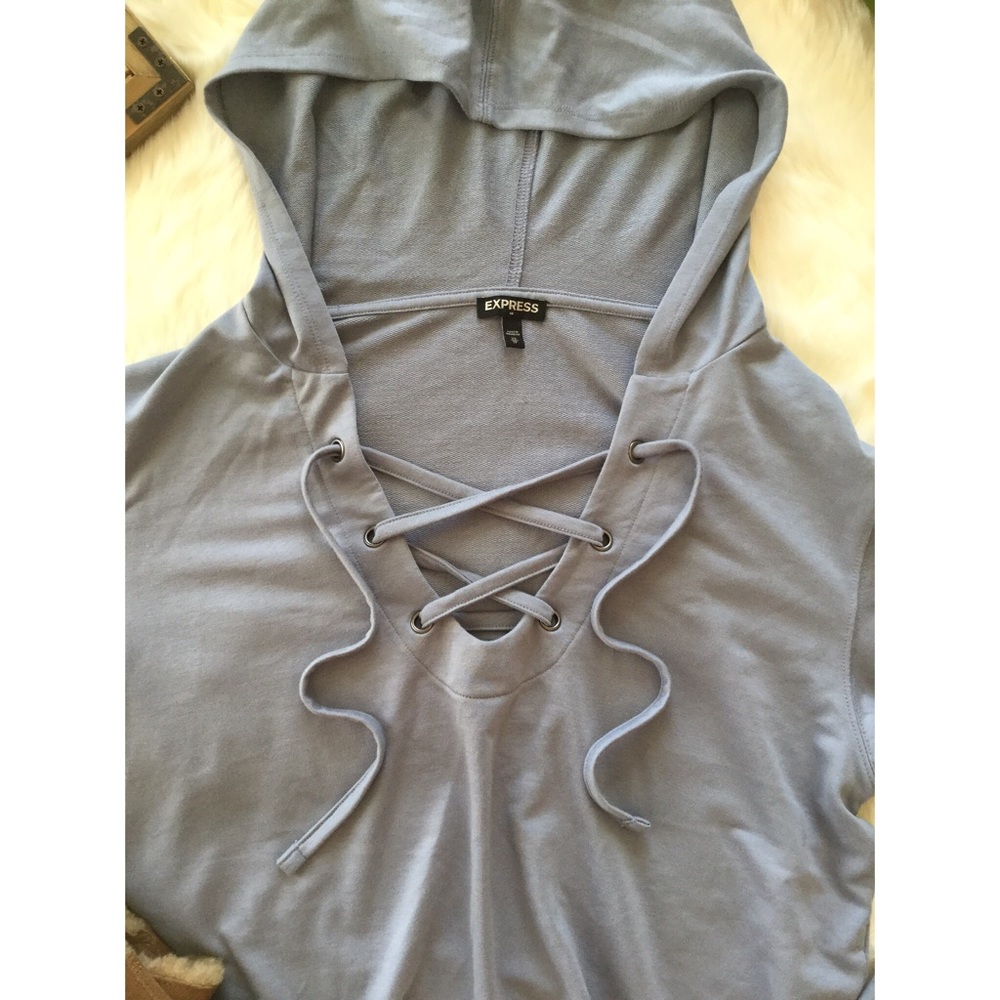 SOLD🚫Express Dusky Lotus Petal Lace Up Hoodie - Picture 6 of 8